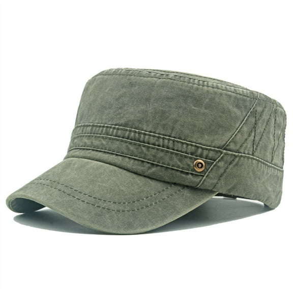 Men Solid Cotton Army Hat Cadet Combat Military Duckbill Flat Sun Baseball Cap