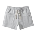 thumbnail image 1 of Men Solid Cotton Three-Point Pants Sports Elastic Mid-Waist Drawstring Workout Comfy Lace-Up Shorts（Gray,XL）, 1 of 5