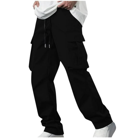 Men Solid Fashion Casual Multiple Pockets Elastic Waist Long Pants Trousers Capri Leggings For Men High Waist Leggings For Men Butt Lift Leggings For Men Stretchy Skinny Leggings