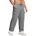 thumbnail image 1 of Men Solid Loose Fit Sweatpants, Multi-Pocket Straight Leg Lounge Running Pants, Athletic Sports Track Sweatpants, 1 of 5