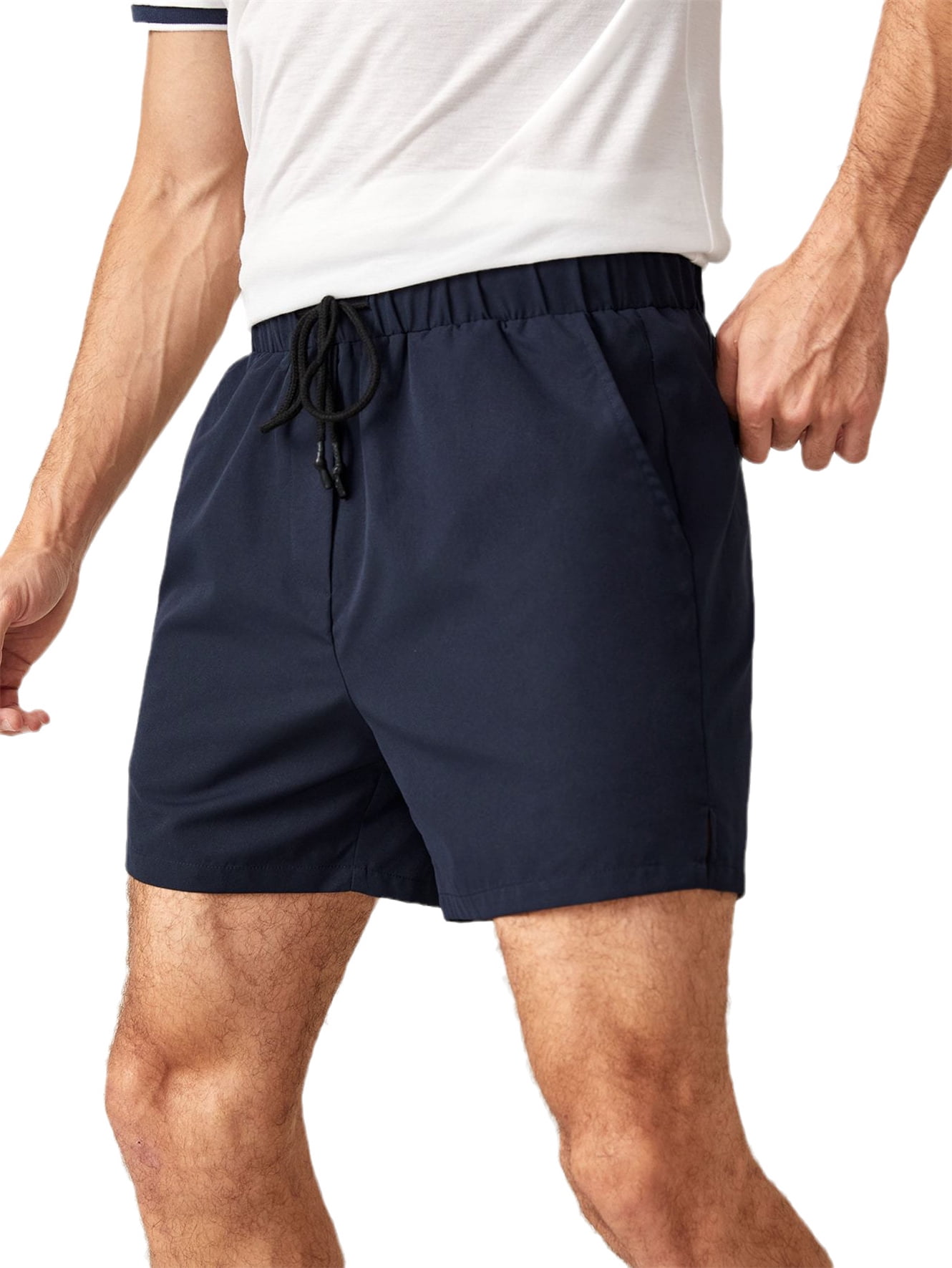 Navy blue 2024 drawstring shorts