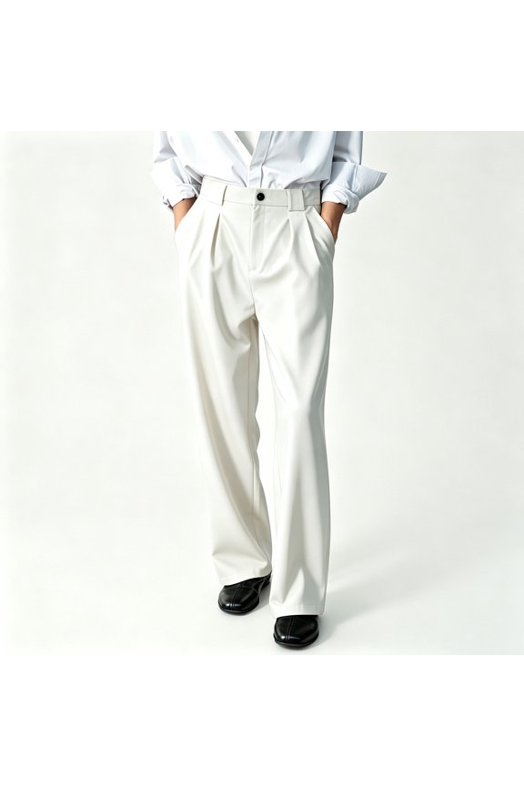 Men Solid Stretch Flat Front Tailored Cut Daily Office Suit Slacks S-XL