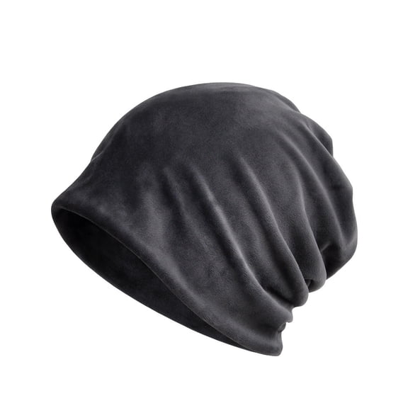 Men Solid Velvet Slouchy Beanie Ski Cap Neck Scarf Warmer Multi-Use Warm Hat