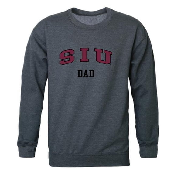 Men Southern Illinois Salukis Dad Crewneck Fleece, Heather Charcoal - Large
