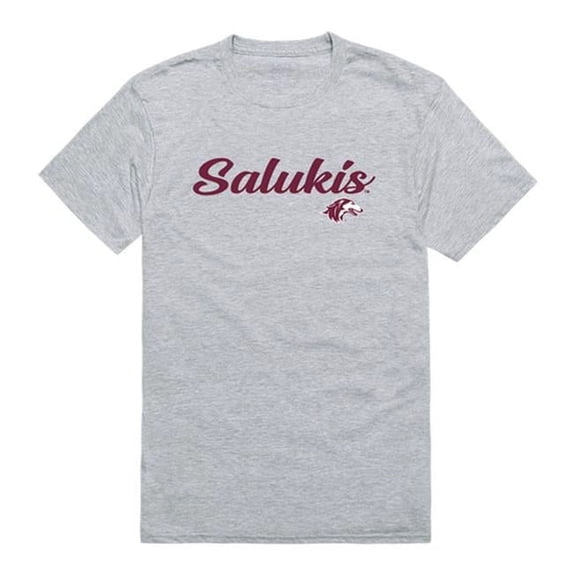 Men Southern Illinois Salukis Script T-Shirt, Heather Grey - Large