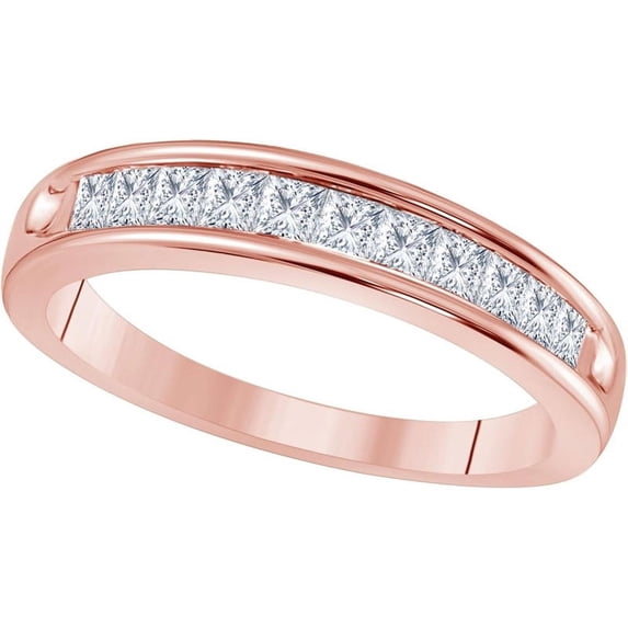 Men Special Wedding Band Rings Princess Cut White Diamond 925 Sterling Silver With 14K Rose Gold Over
