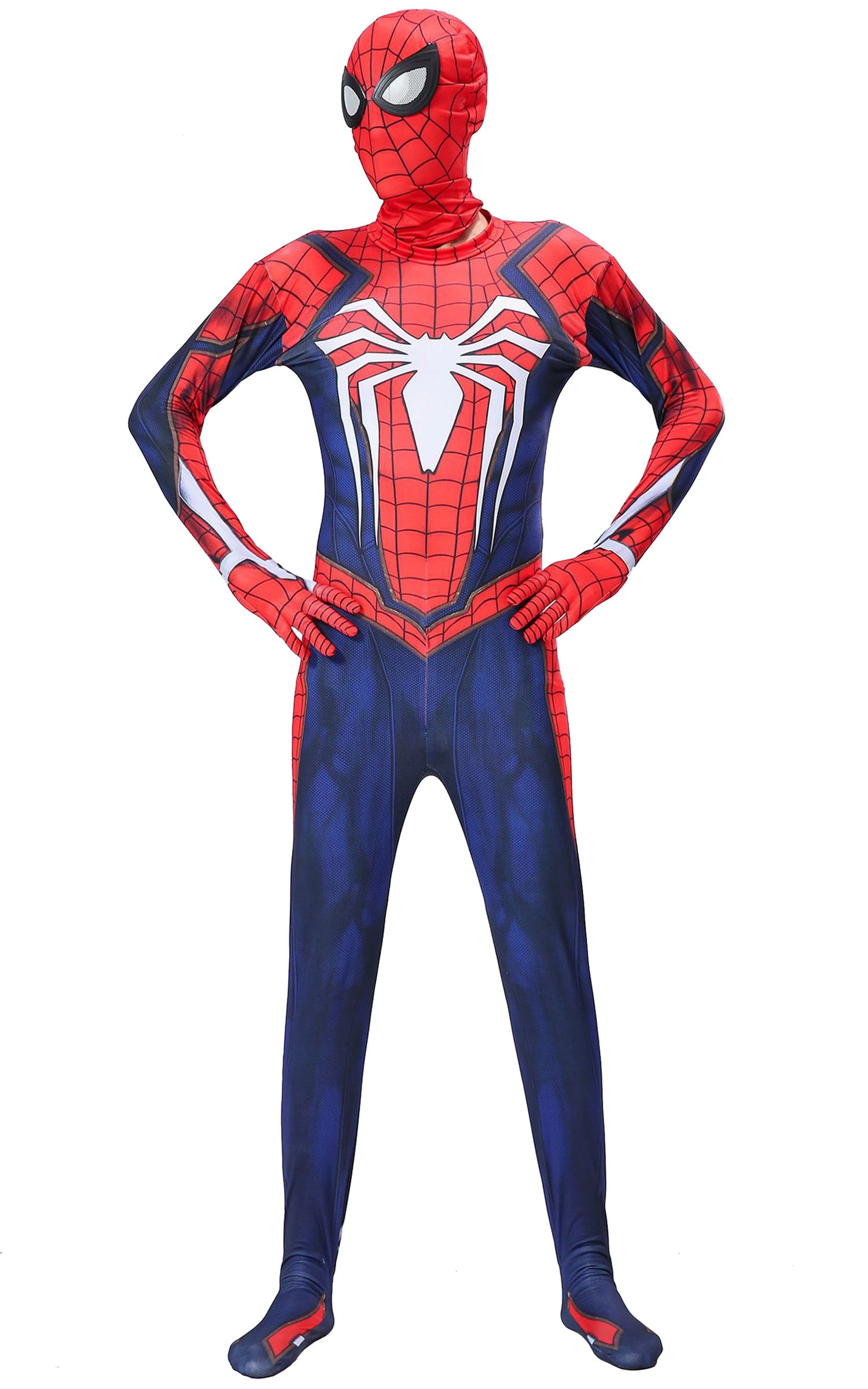 Men Spider Costume, Bodysuit Mask 2Pcs Set, Super Hero Cosplay Outfits