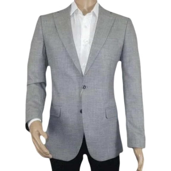 Men Sport Coat by Berlusconi Turkey Soft European Plaid #AT77 02 Gray Linen