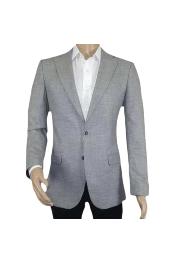 Men Sport Coat by Berlusconi Turkey Soft European Plaid #AT77 02 Gray Linen