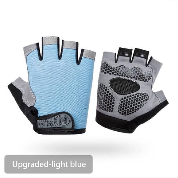 Men Sport Half Finger Anti Slip Pad Breathable Cycling Gloves Bike MTB Bicycle The Road Gloves,Cycling Bike Bicycle Motorcycle Shockproof Outdoor Sports Half Finger Short Gloves, Light Blue S