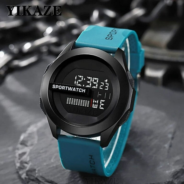 Men Sport LED Watches Top Brand Men Digital Clock Multi Functional Rubber Man Fitnes Athlete Timekeeping Electronic Watch Dark Green