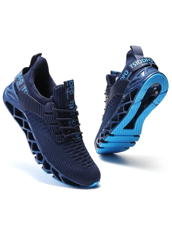Men Sport Running Sneakers Tennis Athletic Walking Shoes Navy Blue Size 10.5 Mesh Fashion Casual Gym Runner Jogging Trainers