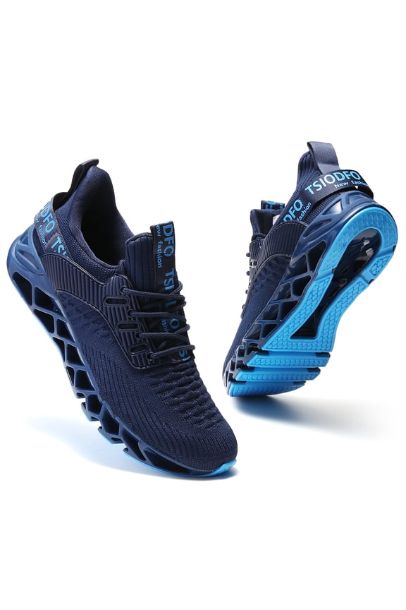 Men Sport Running Sneakers Tennis Athletic Walking Shoes Navy Blue Size 10.5 Mesh Fashion Casual Gym Runner Jogging Trainers