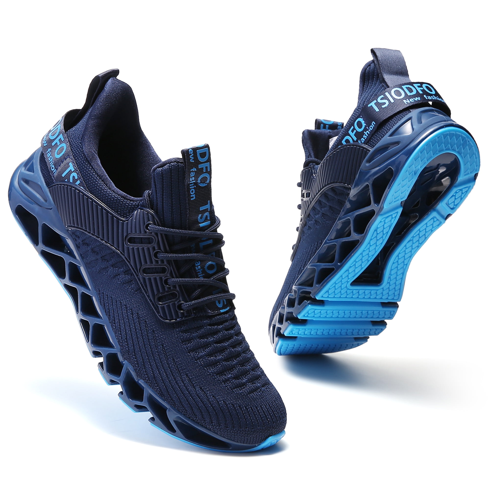 Men Sport Running Sneakers Tennis Athletic Walking Shoes Navy Blue Size 12 Mesh Fashion Casual Gym Runner Jogging Trainers