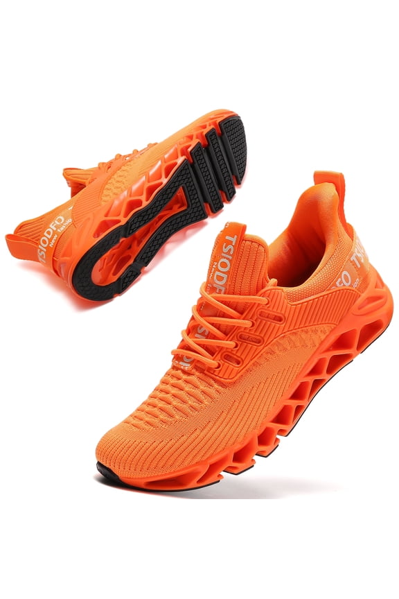 Men Sport Running Sneakers Tennis Athletic Walking Shoes Orange Size 8 Mesh Fashion Casual Gym Runner Jogging Trainers