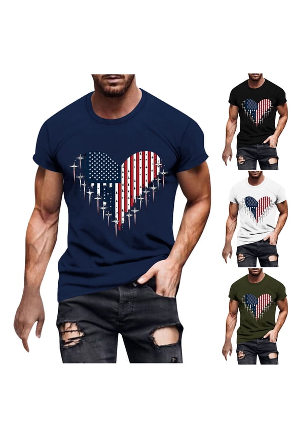 Men Sport Tops Short Sleeve Quick Dry Heavyweight Cotton Tee Tops Men Casual Fashion Printing Round Neck Pullover Fitness Sports Shorts Sleeves T Shirt Blouse Navy Xxl