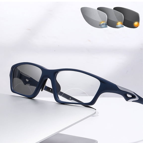 Men Sports Photochromic Gray Outdoor Fishing Reading Glasses Blue Light Blocking Readers Dark Blue