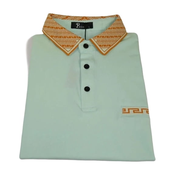 Men Sports Shirt PAZO by DE-NIKO Short Sleeves Cotton Polo Shirt DBK2303 Mint