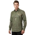 thumbnail image 1 of Men Sports Shirt by DE-NIKO Long Sleeves Fashion Print Soft Modal 2F008 Olive, 1 of 9
