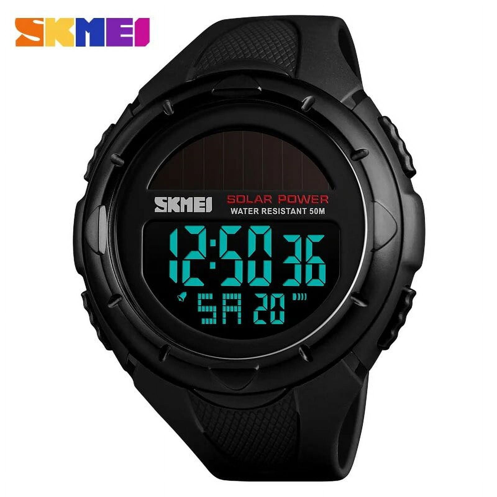Men Sports Watches Solar Power Waterproof LED Digital Watch Men Luxury Brand Electronic Mens Wrist Watch Relogio Masculino Black Walmart