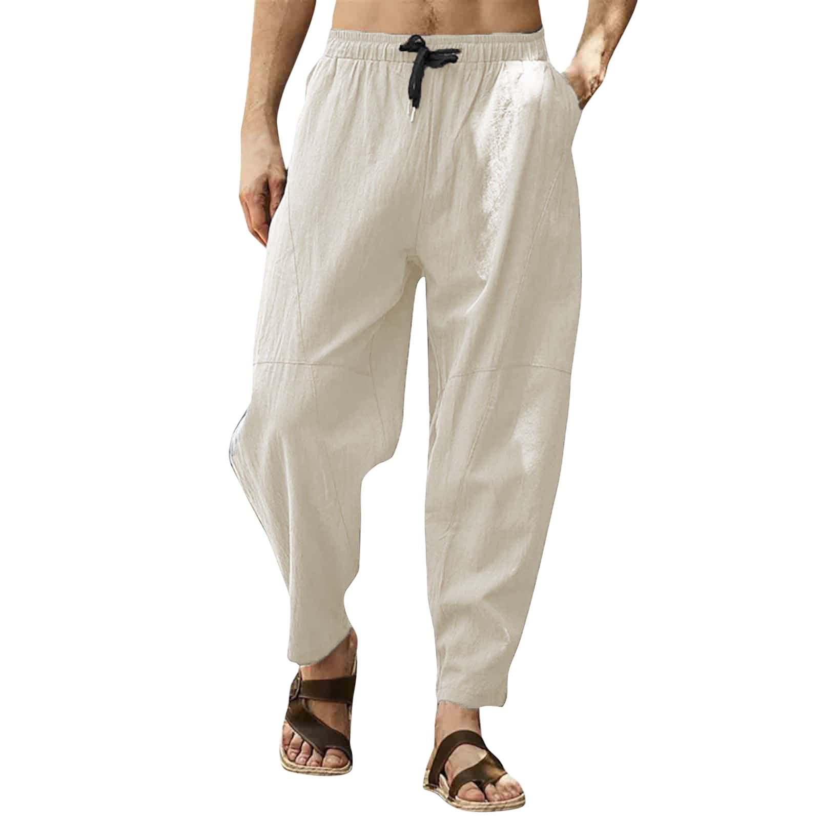 Bonsir Summer Linen Pants Men Straight Loose Sweatpants Breathable Cot –  bonsir