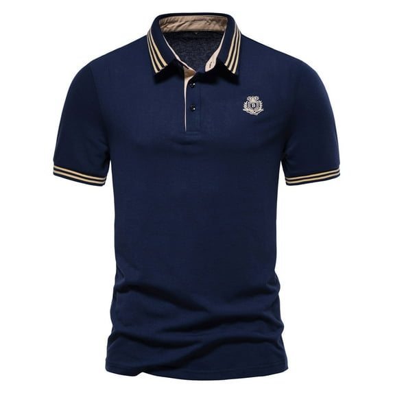 Men Spring Summer Leisure Sports Cotton Lapel Polo Shirts T-Shirt Short Sleeve Patchwork Male Soft Dailywear Activewear Clothes