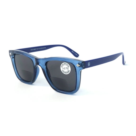 Men Square Bifocal Reading Sunglasses - UV Protection Comfortable Fashion Reader CR07 +1.75