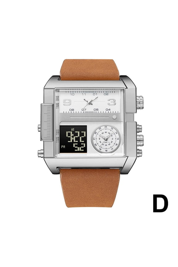 Men Square Large Face Digital Sports Watch,LED Backlight Large Screen Multi-Time Zone Mens Watch, Waterproof Analog Mens Digital Sports Watch,Birthday Valentines Day Gifts for Him Dad