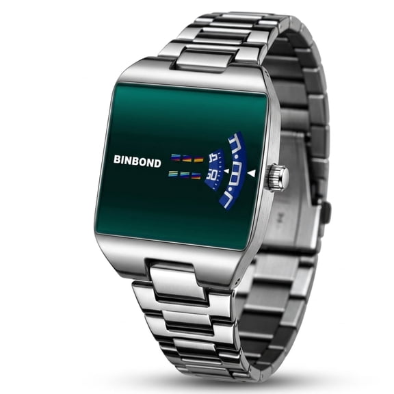 Men Square Quartz Wrist Watch, Fashion Decorative Speedometer‑Style Dial Watch, Stainless Steel Band Business Casual Gift Watch for Men