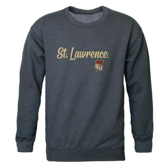 Men St. Lawrence University Script Crew Fleece, Heather Charcoal - Large