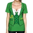 thumbnail image 1 of Men St. Patrick's Day T-Shirt Cute Cartoon Animal Bow-Tie Digital Print Shirt Short Sleeve Round Neck Tops, 1 of 4