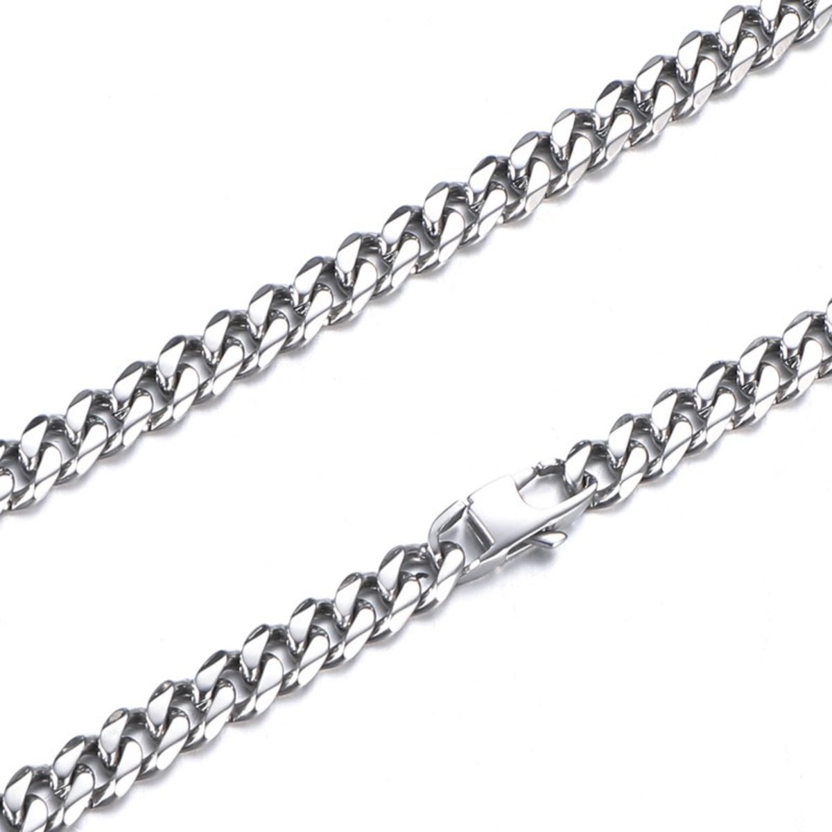 Chaîne Pour Homme Argentée 4mm Torsion Corde - Acier Inoxydable, Style Hip Hop, Sans Pierre, Collier Masculin