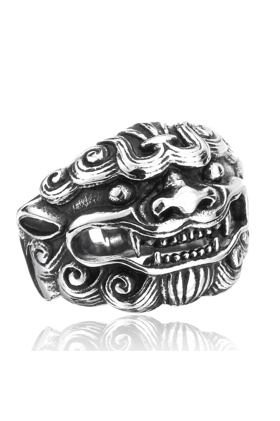 Men Stainless Steel Beast Kirin Ring Quality Ethnic Design Mythical Creature Fashion Statement Jewelry For Men