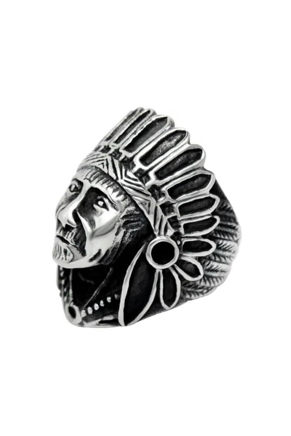 Men Stainless Steel Rings Indian Chief Head Biker Ring Size 7 8 9 10 11 12 13