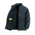 thumbnail image 1 of Men Stand Collar Full Zip Fleece Jacket Thick Lined Warm Outerwear Multi Zipper Pockets Casual Coat for Daily Commute Cold Weather Outdoor Activities Blue L, 1 of 5