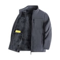thumbnail image 1 of Men Stand Collar Full Zip Fleece Jacket Thick Lined Warm Outerwear Multi Zipper Pockets Casual Coat for Daily Commute Cold Weather Outdoor Activities Gray XXL, 1 of 5