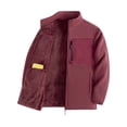 thumbnail image 1 of Men Stand Collar Full Zip Fleece Jacket Thick Lined Warm Outerwear Multi Zipper Pockets Casual Coat for Daily Commute Cold Weather Outdoor Activities Red L, 1 of 5