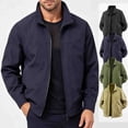 thumbnail image 1 of Men Stand Collar Lightweight Jacket, Full Zip Mesh Lined Windbreaker with Side Pockets, Loose Fitting Casual Breathable Outerwear for Outdoor Streetwear Blue XL, 1 of 10