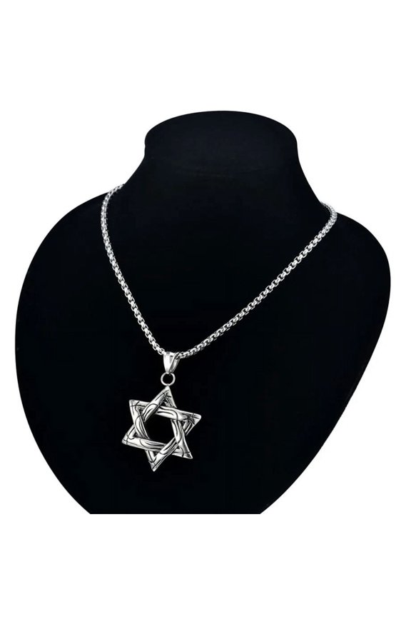 Men Star of David Pendant Necklace 14K Yellow Gold Link Chain Gold/Silver Color Jewish Magen David Hexagram Necklace Statement