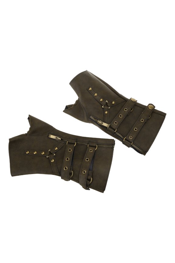 Men Steampunk Fingerless Gothic Gloves Rivet Fingerless Mittens