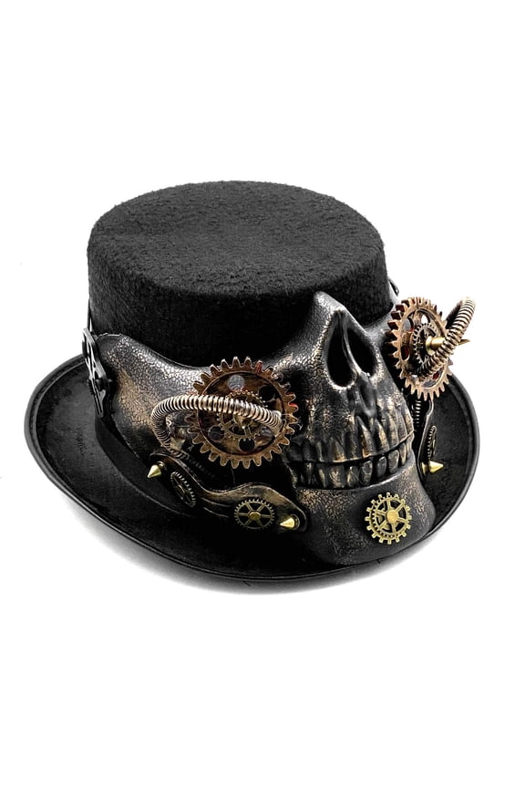 Men Steampunk Skeleton Top Hat Gothic Skull Gears Party Gears Punk Hat