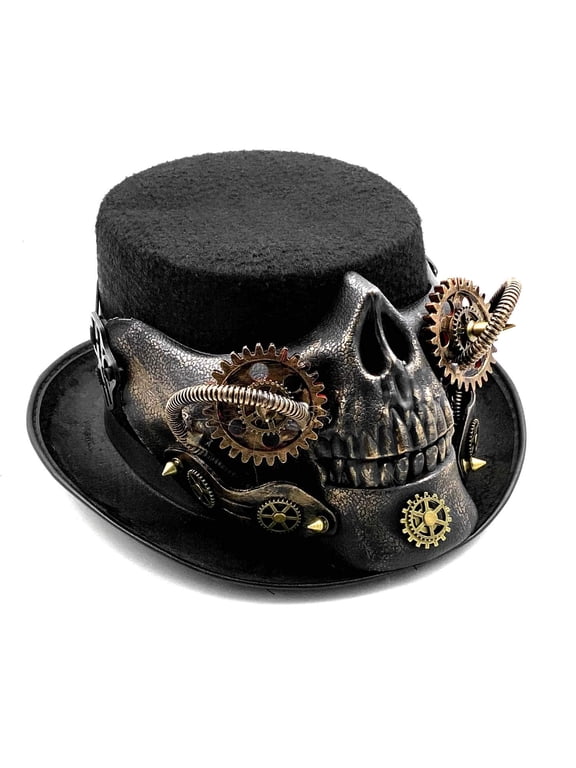 Men Steampunk Skeleton Top Hat Gothic Skull Gears Party Gears Punk Hat
