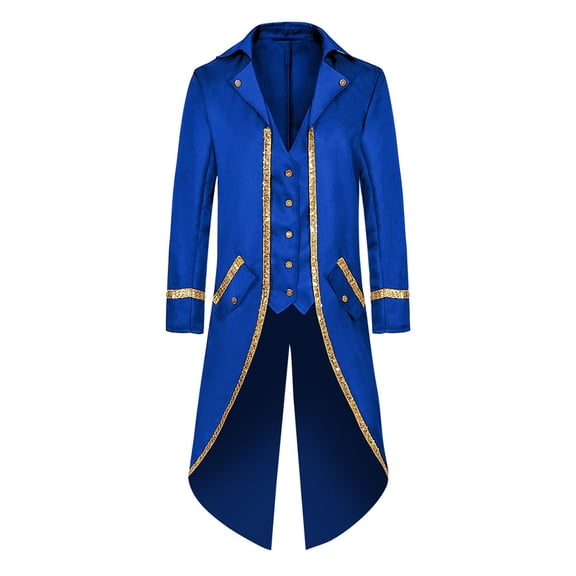 Men Steampunk Tailcoat Elegant Long Sleeve Victorian Pirate Performents Coats Halloween Medieval Viking Costume