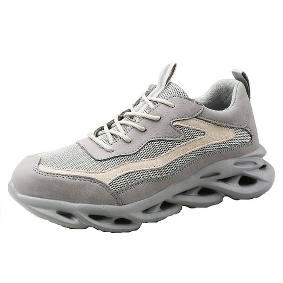 Men Steel Toe Cap Trainers Women Safety Trainers Breathable Lightweight Work Shoes EU 36-46 Gray