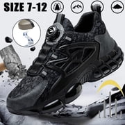 Men Steel-Toe Work Safety Boots Rotating Buckle Design Indestructible Work Shoes