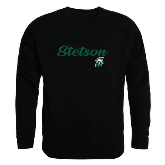 Men Stetson University Hatters Script Crew Fleece, Black - Small