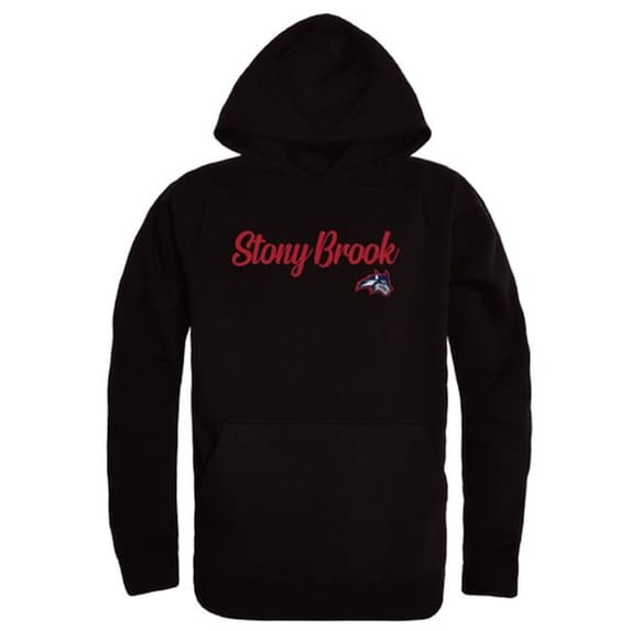 Men Stony Brook Seawolves Script Hoodie, Black - Medium