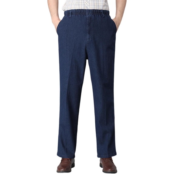 Men Straight Fit Flexible Waist Jeans Jeans Men Baggy Elastic Waist Straight Jeans Clothes