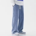 thumbnail image 1 of Men Straight Jean Loose Streetwear Wide Leg Neutral Pants Fashion Baggy Trousers, 1 of 9