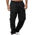 thumbnail image 1 of Men Straight Leg Cargo Pants Elastic Waisted Button Solid Trousers Casual Joggers for Hiking Athletic Wear, 1 of 6